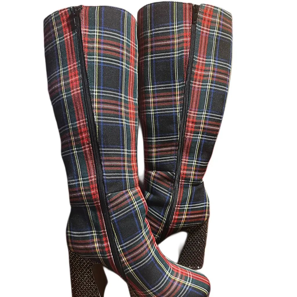 Betsy Johnson plaid platform disco heels size 9 - Image 2