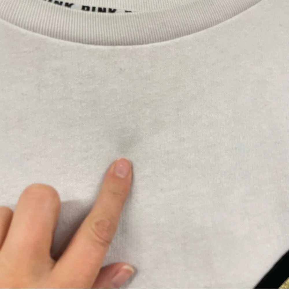 Pink Victoria Secret Grey White Colorblock Women Pullover Sweatshirt Oversized L - Image 2