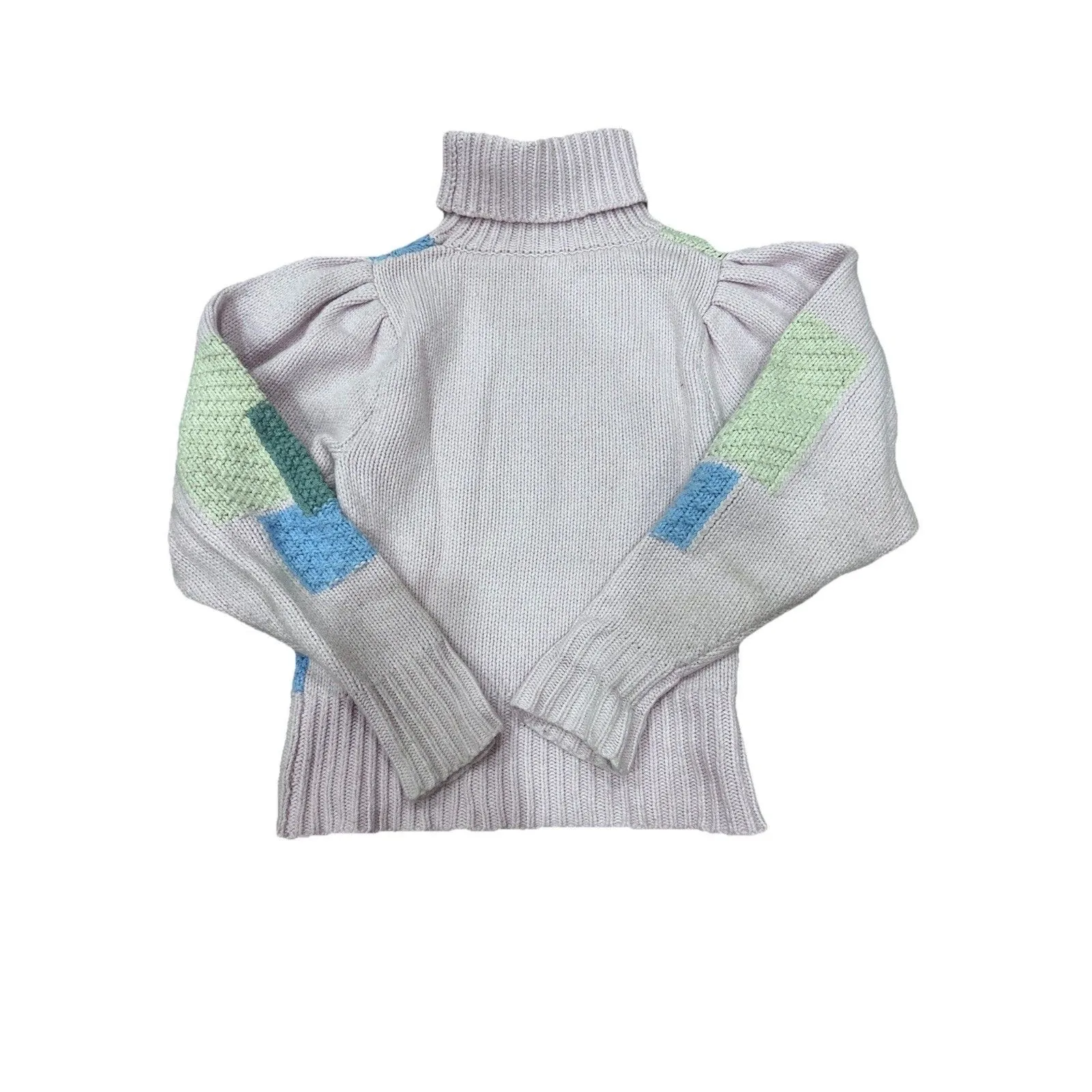 Love Shack Fancy Allan Appliquéd Patchwork Knitted Turtleneck Sweater Small Pink - Image 8