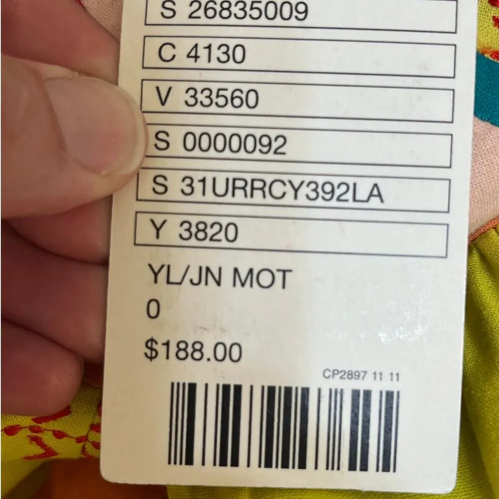 Anthropologie Leifsdottir Ribboned Quilotoa Dress Boho Mini Size 0. NEW. Yellow - Image 9