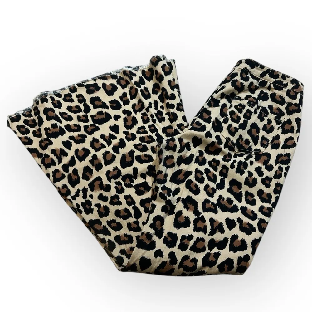 Peach Love California Women Size XL Leopard Wide Bell Bottom Corduroys Hi Rise - Image 3