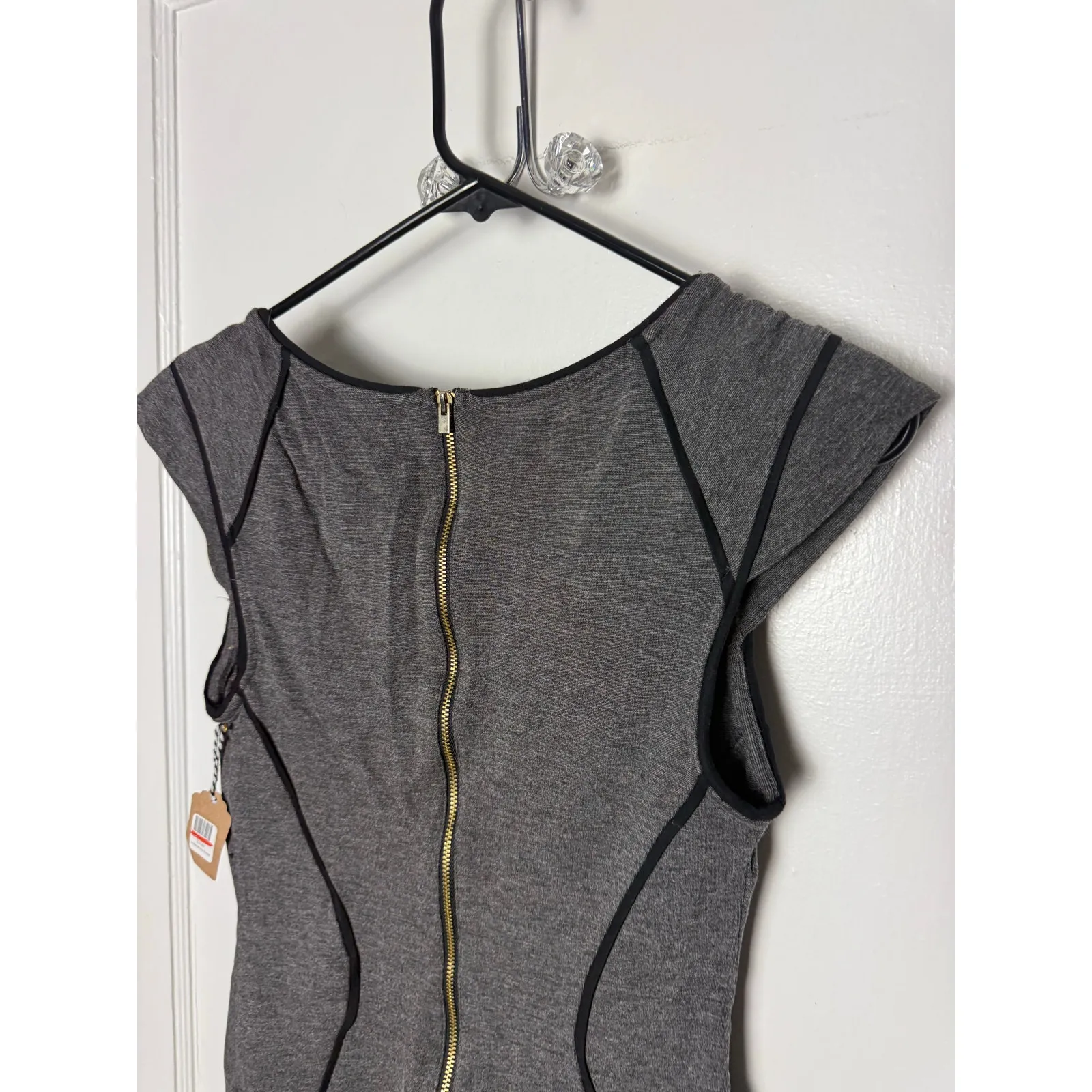 Express Dress Women's 4 Gray Black Sheath Cap Sleeve Mini Work Career Office - Image 7