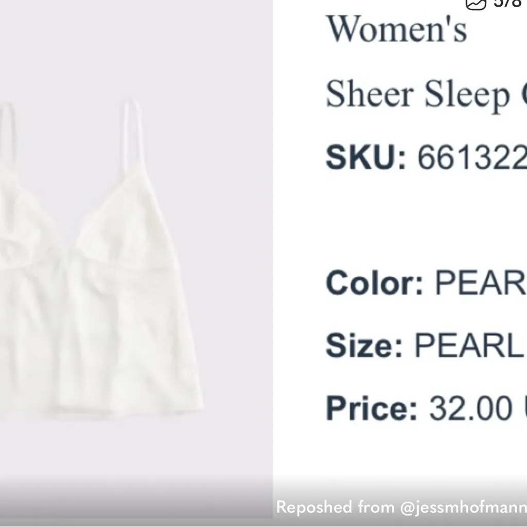 Abercrombie White PJ Set Cami & Shorts - Image 3