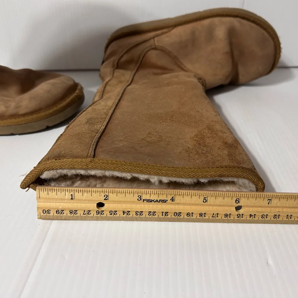 UGG S/N 5119 brown leather skeepskin lined tall boots women size 6 - Image 11