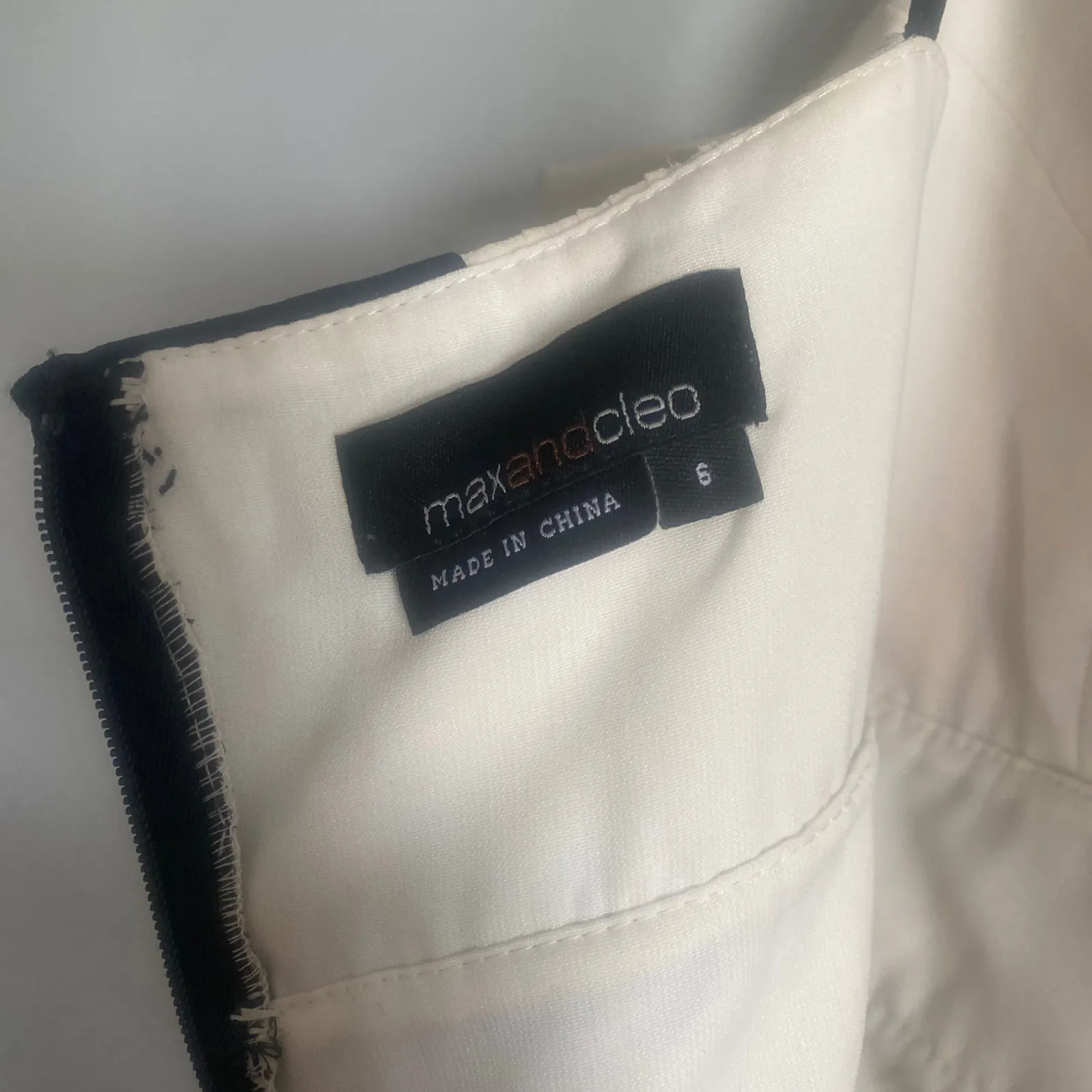 Max and Cleo 100% Silk Cream Black Midi Dress Sleeveless Corset‎ Y2K Size 6 - Image 6