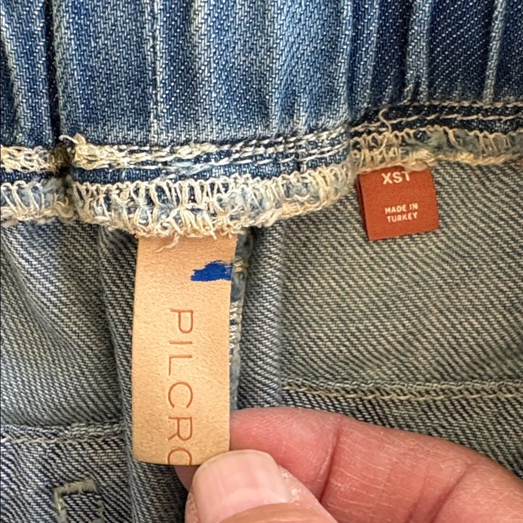 EUC Anthropologie Pilcro Blue Beach Cottage Tie Waist Embroidered Jeans Size XS - Image 5