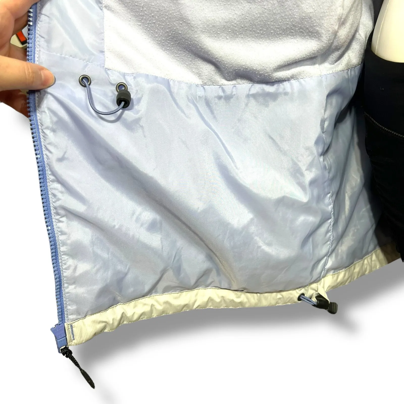 Columbia Womens Packable Lightweight Jacket Hooded Drawstring Waist Hem Blue Lrg - Image 9