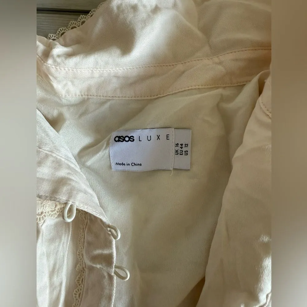 ASOS Broderie Peplum Mini Shirt Dress Cream Size 12 NWT IN PACKAGE - Image 10