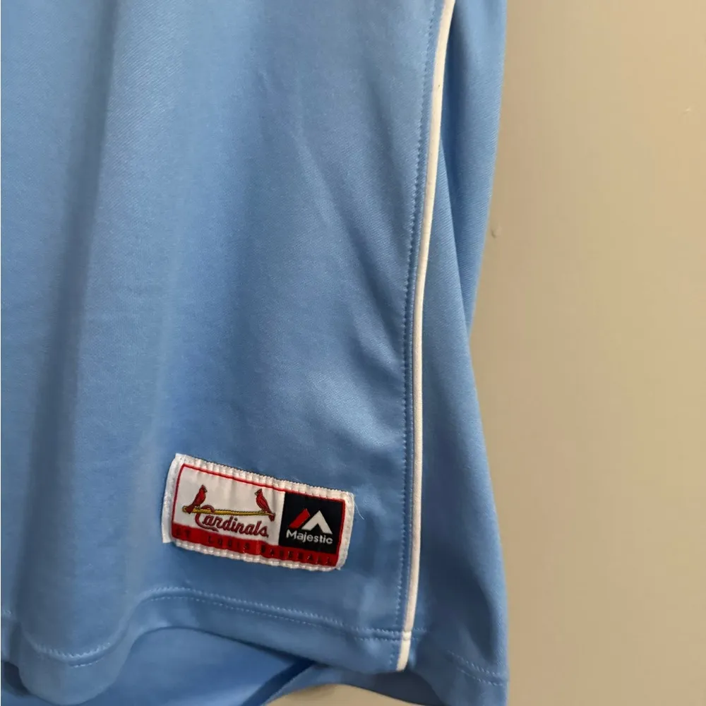 Majestic‎ Sky Blue V-Neck Tee with White Trim stl cardinals - Image 2