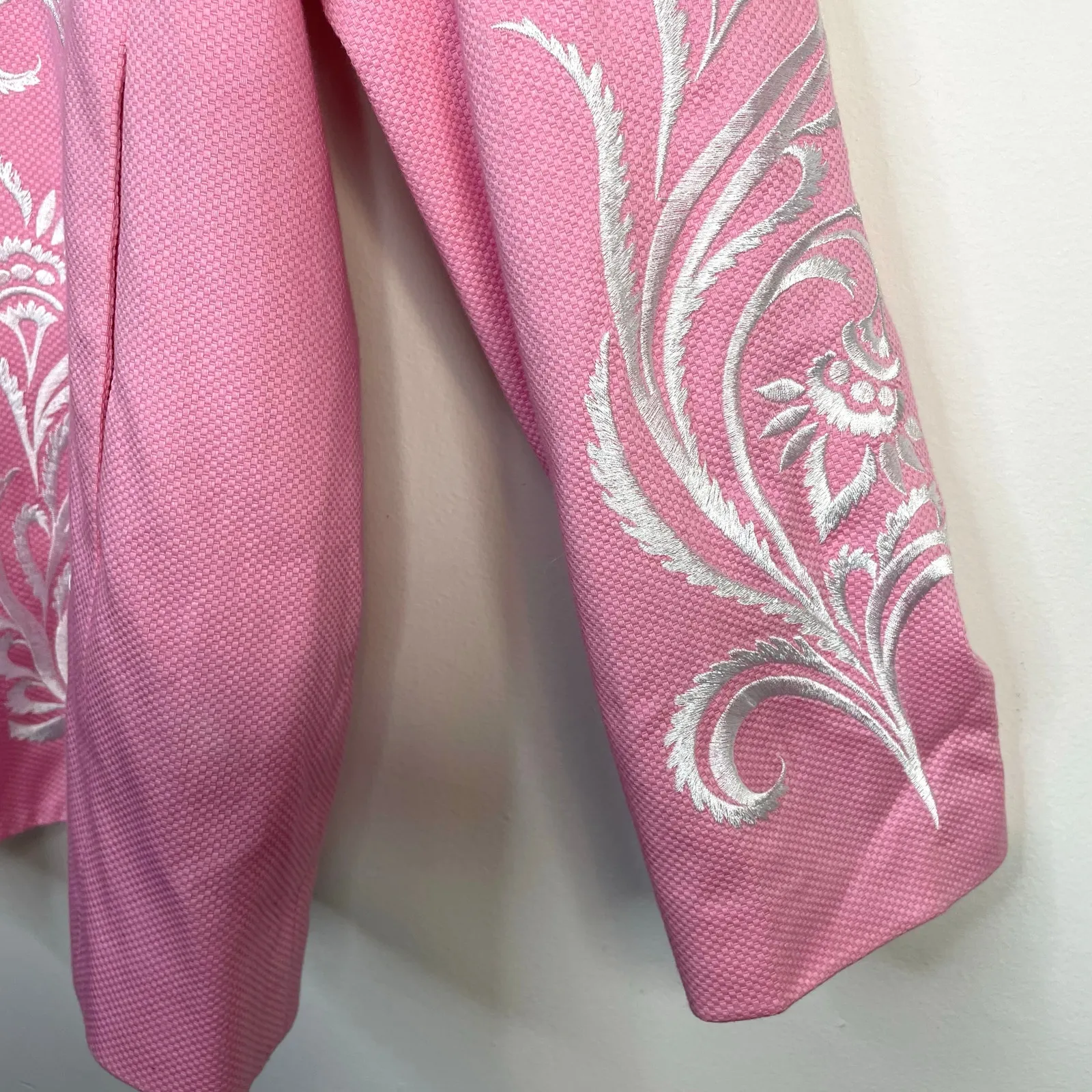 Bob Mackie Wearable Art Bubblegum Pink Western Embroidered Blazer Jacket women L - Image 6