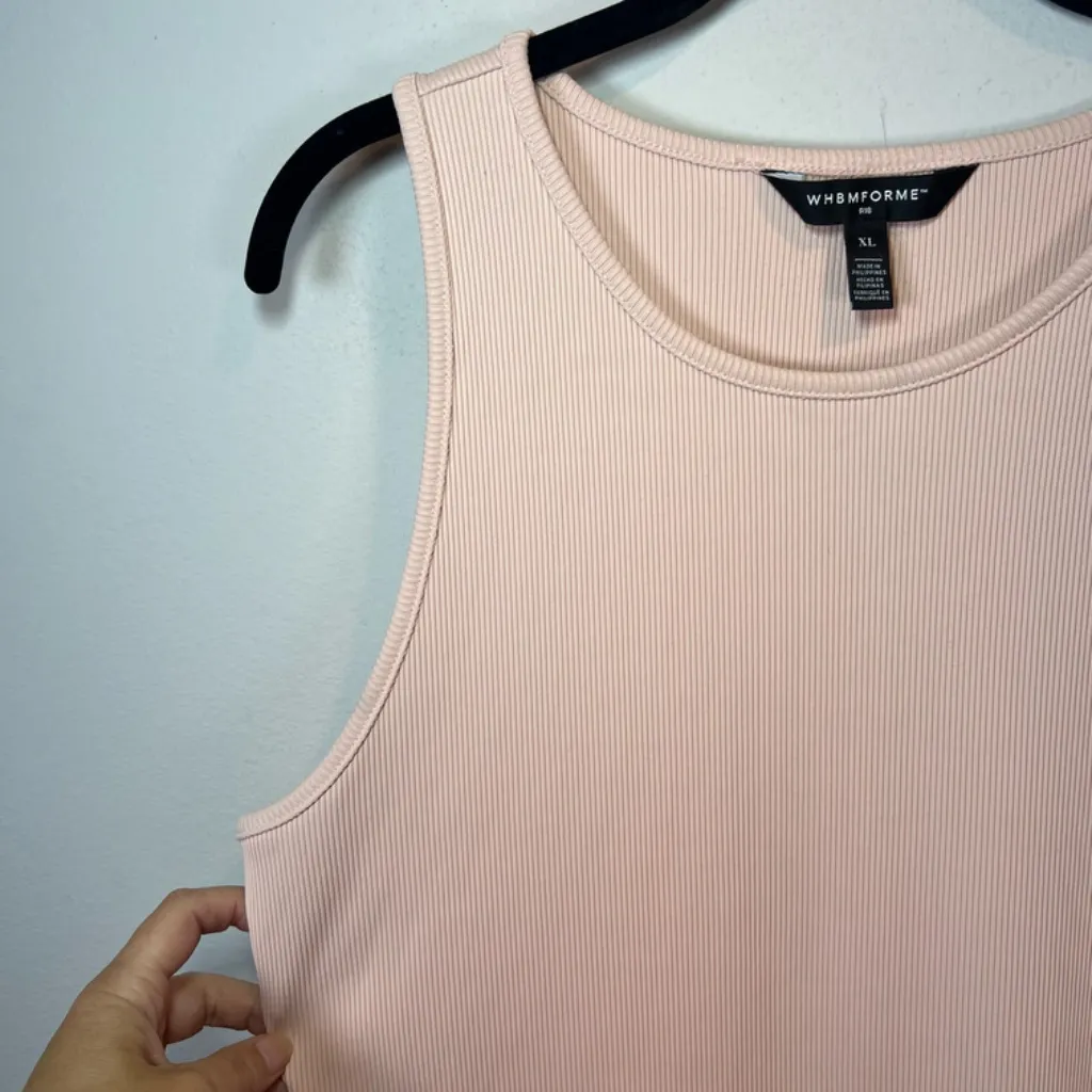WHBM For Me Ribbed Stretch Tank Top Rose Smoke Pullover Racerback Flattering  XL - Image 5