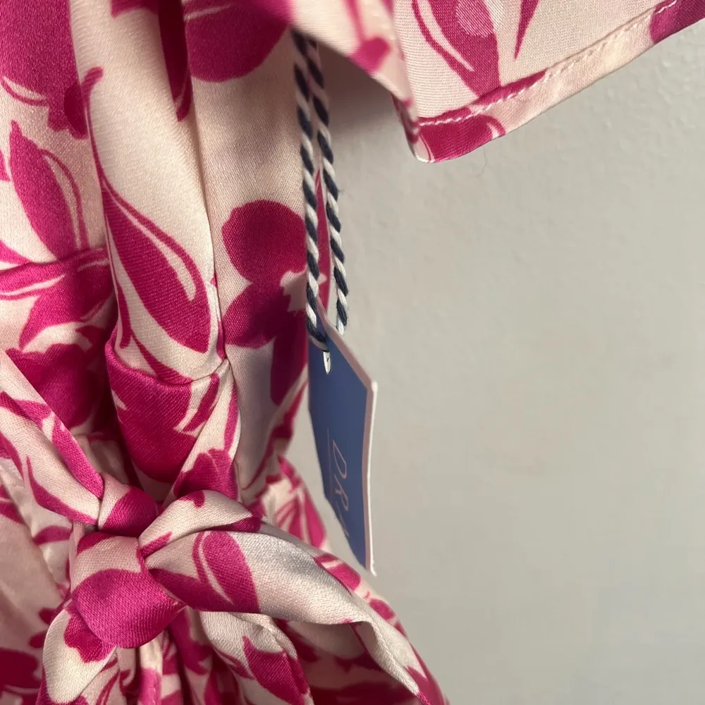 new DRAPER JAMES RSVP™ Flutter Sleeve Wrap Maxi Dress size Small Pink floral - Image 4