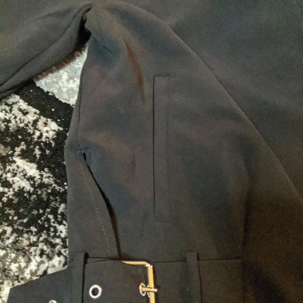 Zara Basic Black Moto Jacket Drapey Minimalist Boxy Buckle Blazer - XS - Image 3