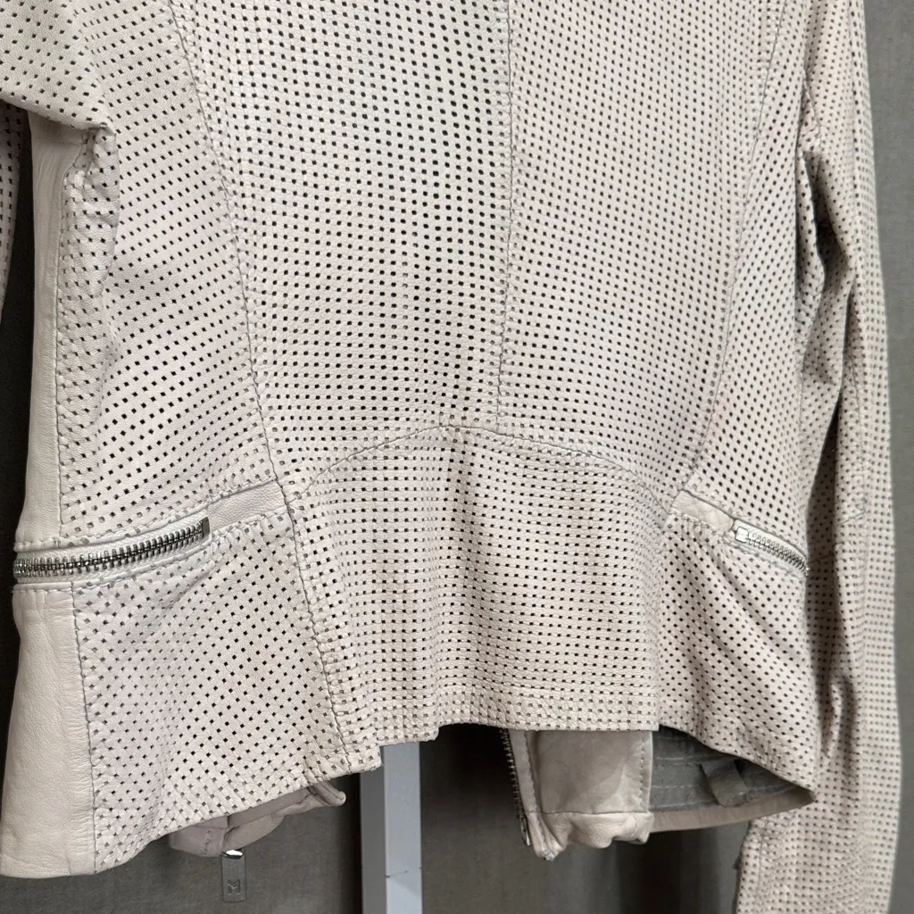 Mauritius Women's Cream Leather Motorcycle Jacket Size XS - Image 8