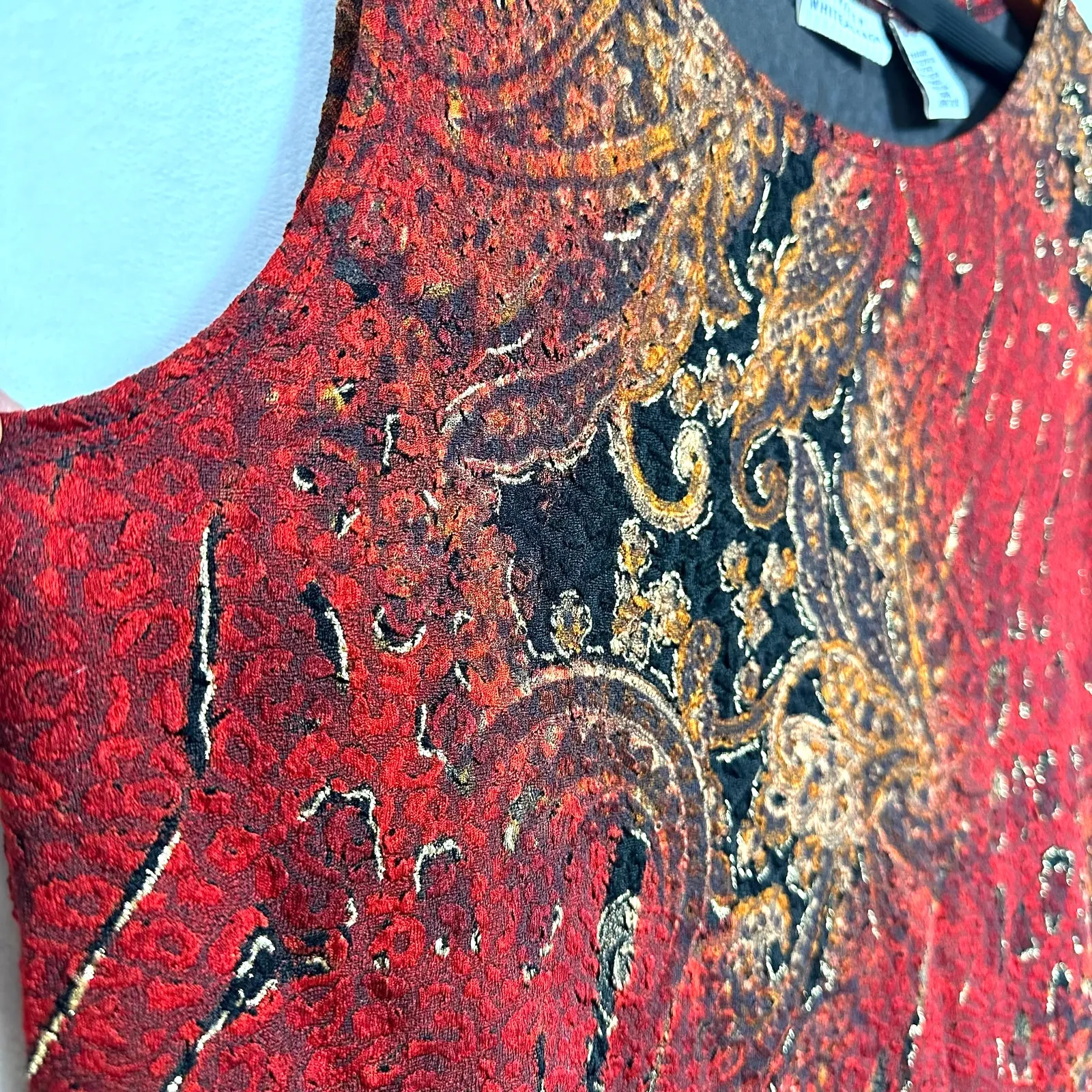 Y2K White Stag Large Retro Tank Top Red Moody Vampire‎ Paisley Whimsygoth Animal - Image 2