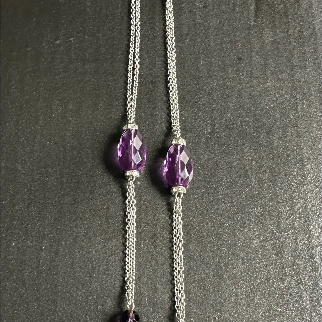 Chaps Silver and Purple Beaded Necklace - Image 10