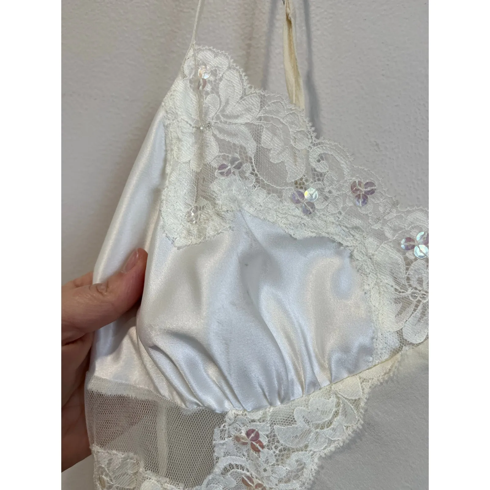 Victoria’s Secret Vintage Silk Lace Sheer Slip Mini Dress Y2K Size L - Image 10