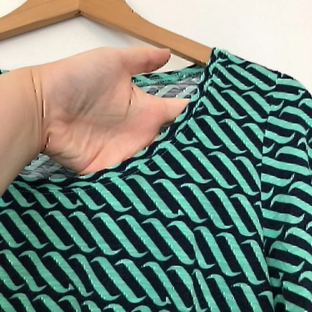 VINEYARD VINES Swell Print Top Navy Blue Green ish Wave Cotton 3/4 Sleeve Small - Image 4