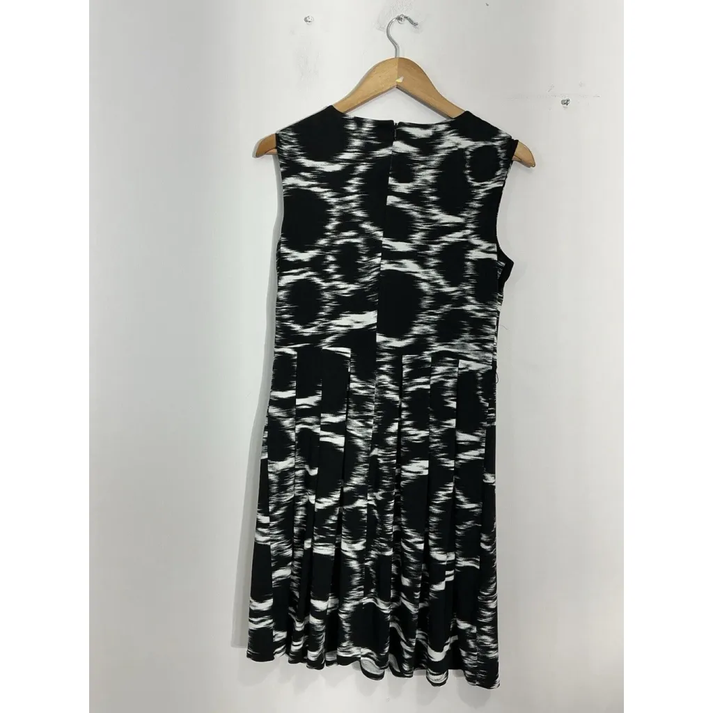 Womans Alfani P Small Black White Sleevless A Line Pleated Skirt Dress - Image 2