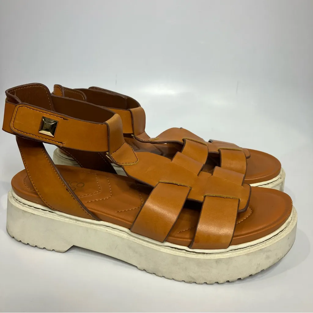 Franco Sarto Wallow cognac leather sandals women’s size‎ 10 casual summer trendy - Image 2