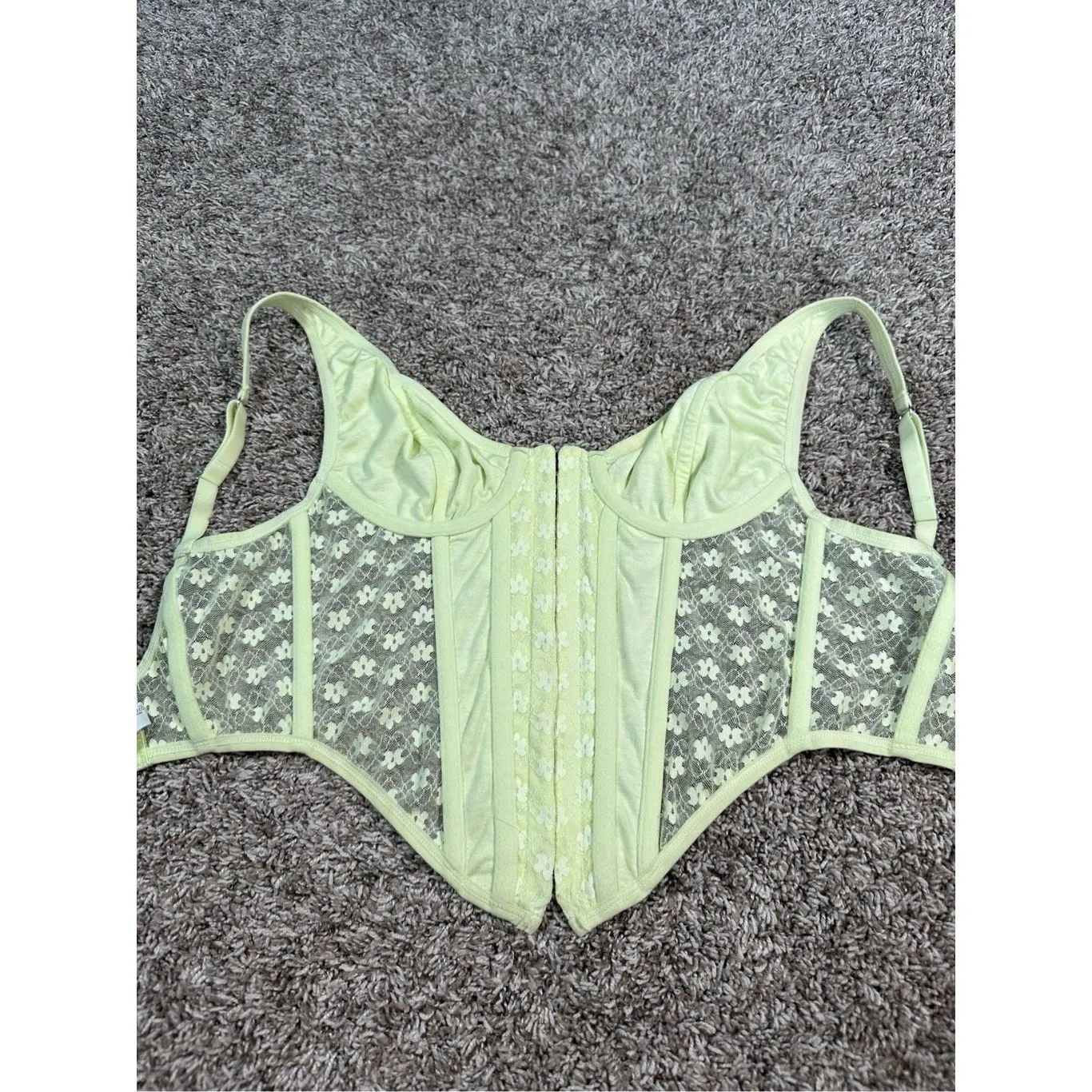 Urban Outfitters Out From Under Wildflower Lace Corset Top Yellow Underwire S - Image 11