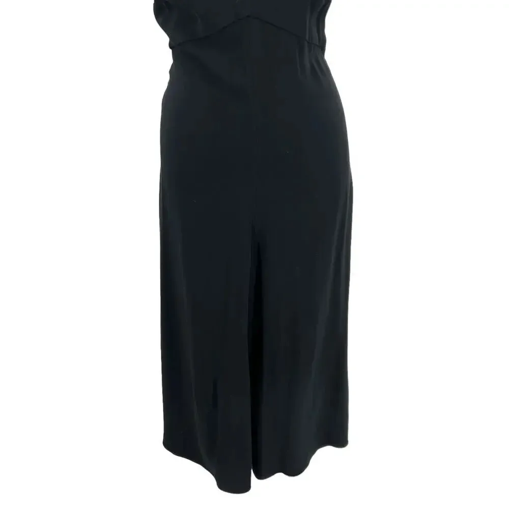 Aritzia Wilfred Tie Shoulder Sleeve Black Midi‎ Dress Sleeveless Slip Size Small - Image 5