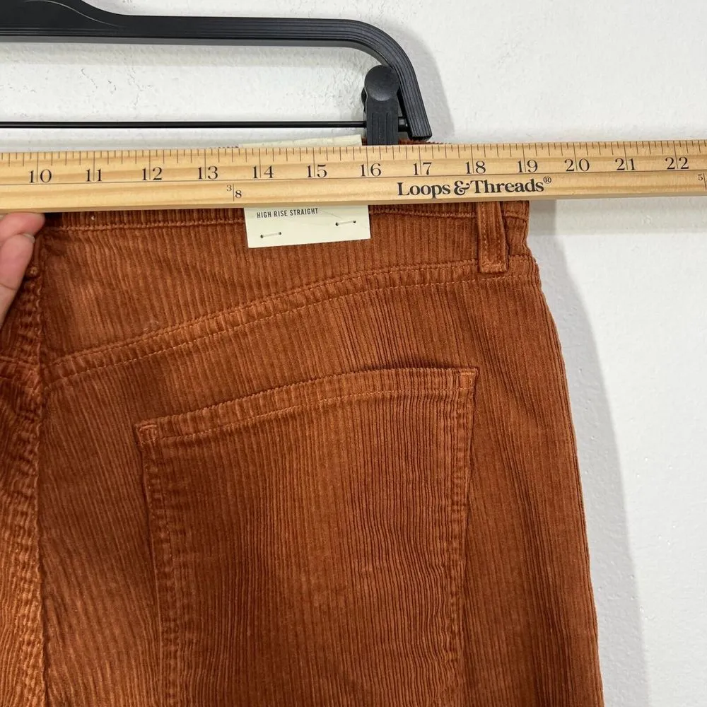 AGOLDE Riley Long High Rise Straight Leg Corduroy Pants Womens 33 Saddle Classic - Image 11