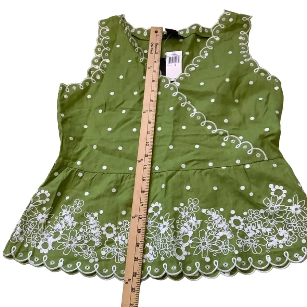 Grace Elements Size 14 Green Linen Grassy Field Embroidered Spring NWT New Cute - Image 2