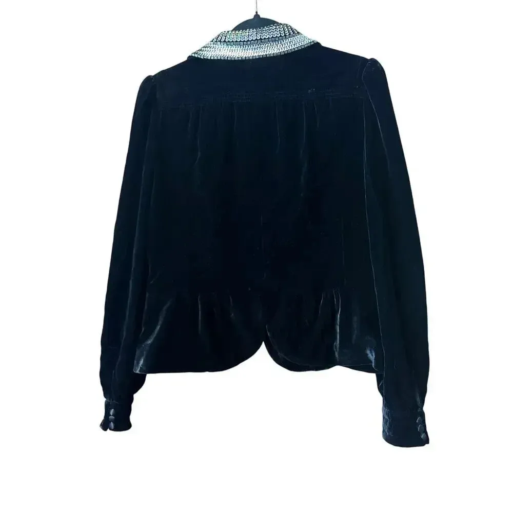 Juicy Couture sequine/velvet waist coat Viscos/silk blend unique statement M - Image 2