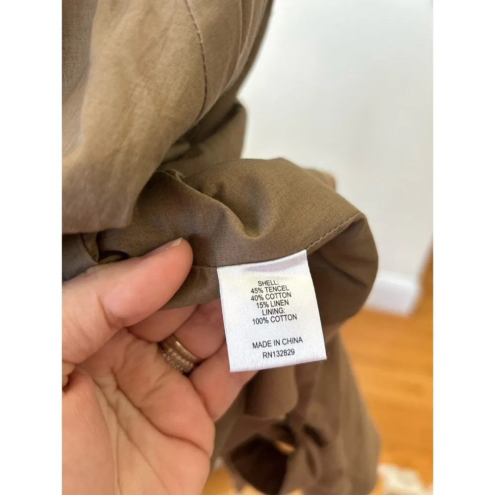 L'Academie Razon Tan Brown Wide Cuff Cropped Trench Jacket - Image 9