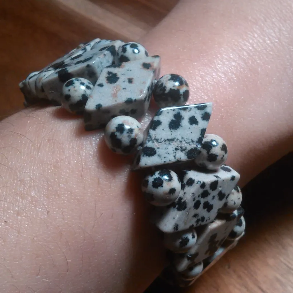 Dalmatian Jasper Princess Stretch Bracelet (6 to 7 Inch) - Image 2