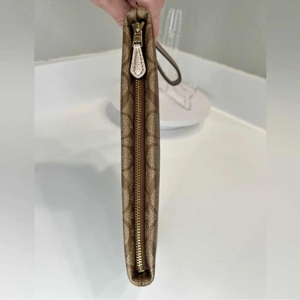 Coach Tan and Brown Signature Large Wristlet 
#G1723 F65748 - Image 6