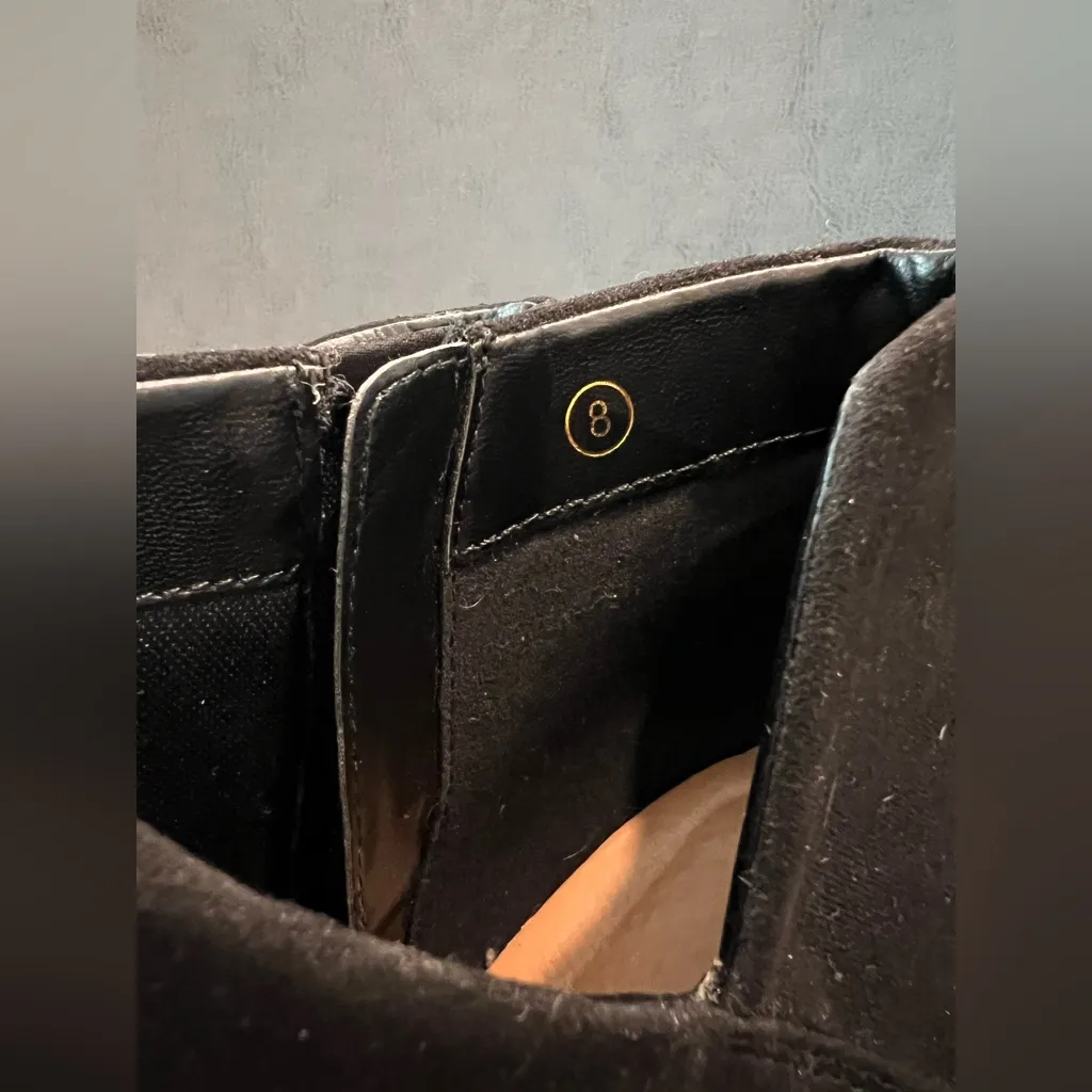 NEW Womens Pointed Toe Ankle Boots Block Stacked Chunky Heel Zipper Booties Shoe Black Size 8 - Image 5