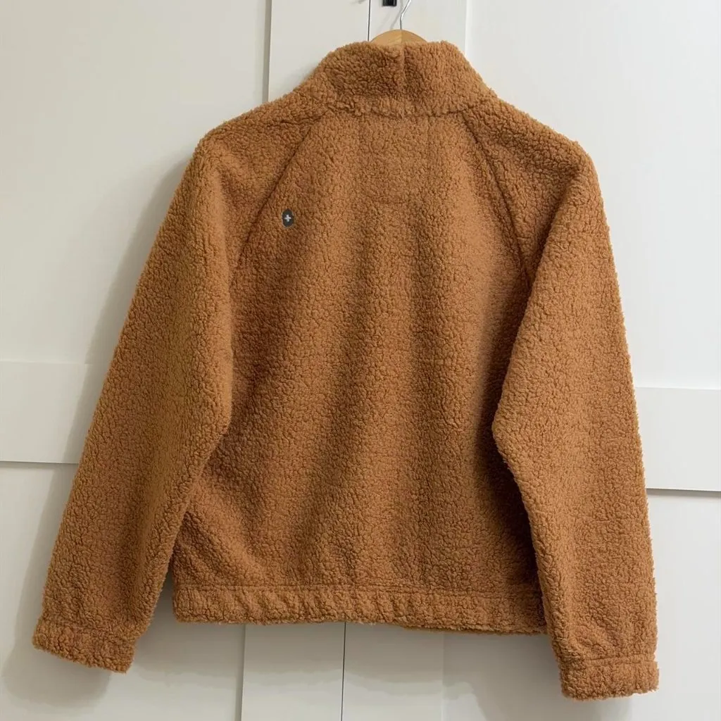 Figs On-Shift High Pile Fleece Bomber Jacket in Macchiato, Size Medium - Image 12