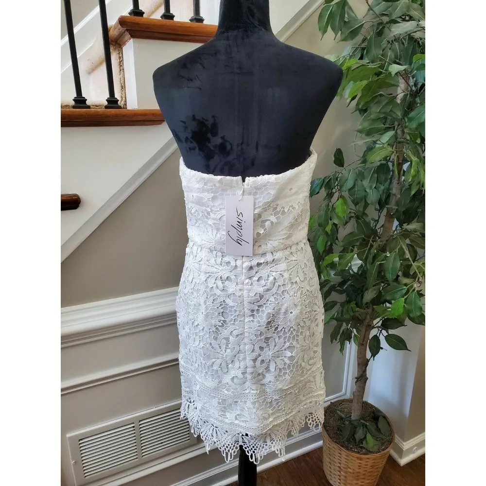 Simply Women's White Floral 100% Polyester Off the Shoulder Knee Length Dress L Size L - Image 7