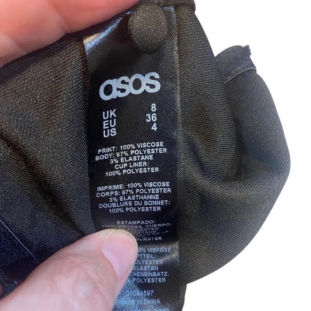 Asos NWT halter corset like bra top black white  size 4 - Image 3