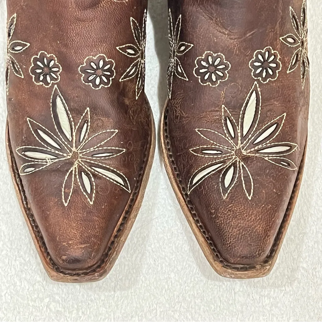 Shyanne Daisy Mae Floral Cut Out Western Cowboy Leather Boots Size 10 - Image 6