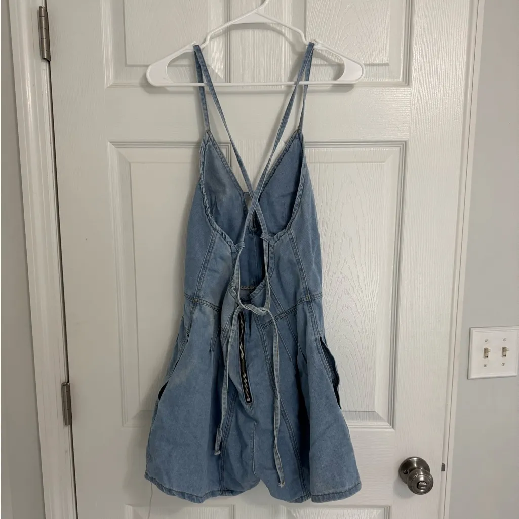 Women's Light Blue Denim Romper Size L - Image 6
