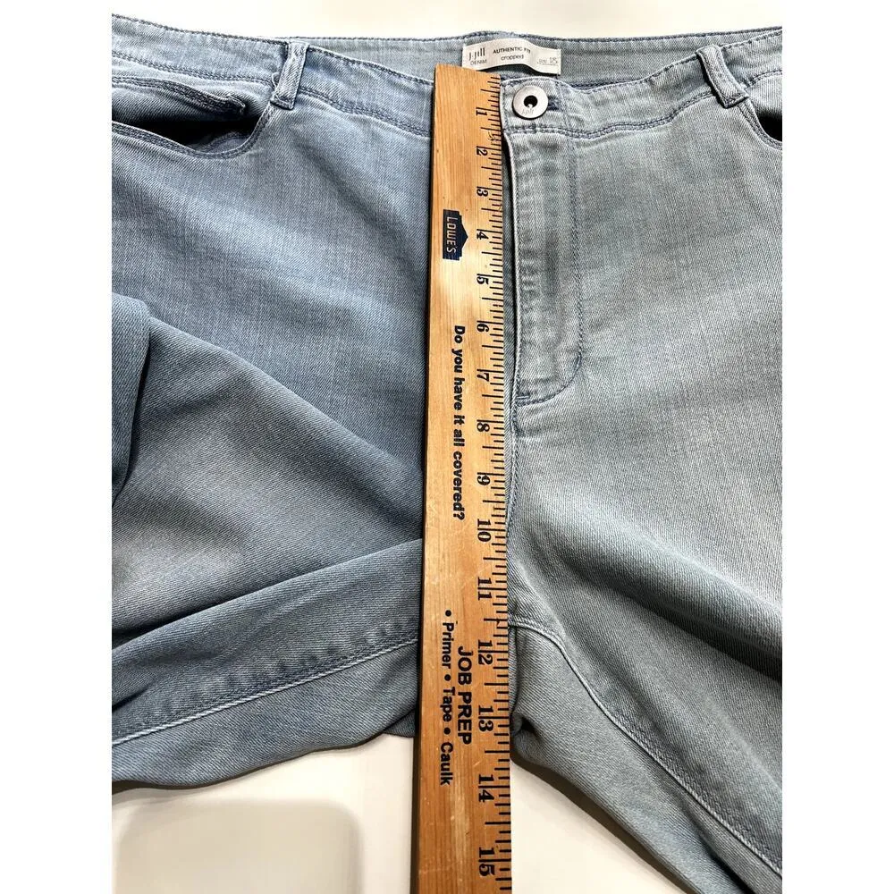 J. Jill women's size 18 jeans cropped raw hem faded 5 pocket asymmetric fading - Image 6