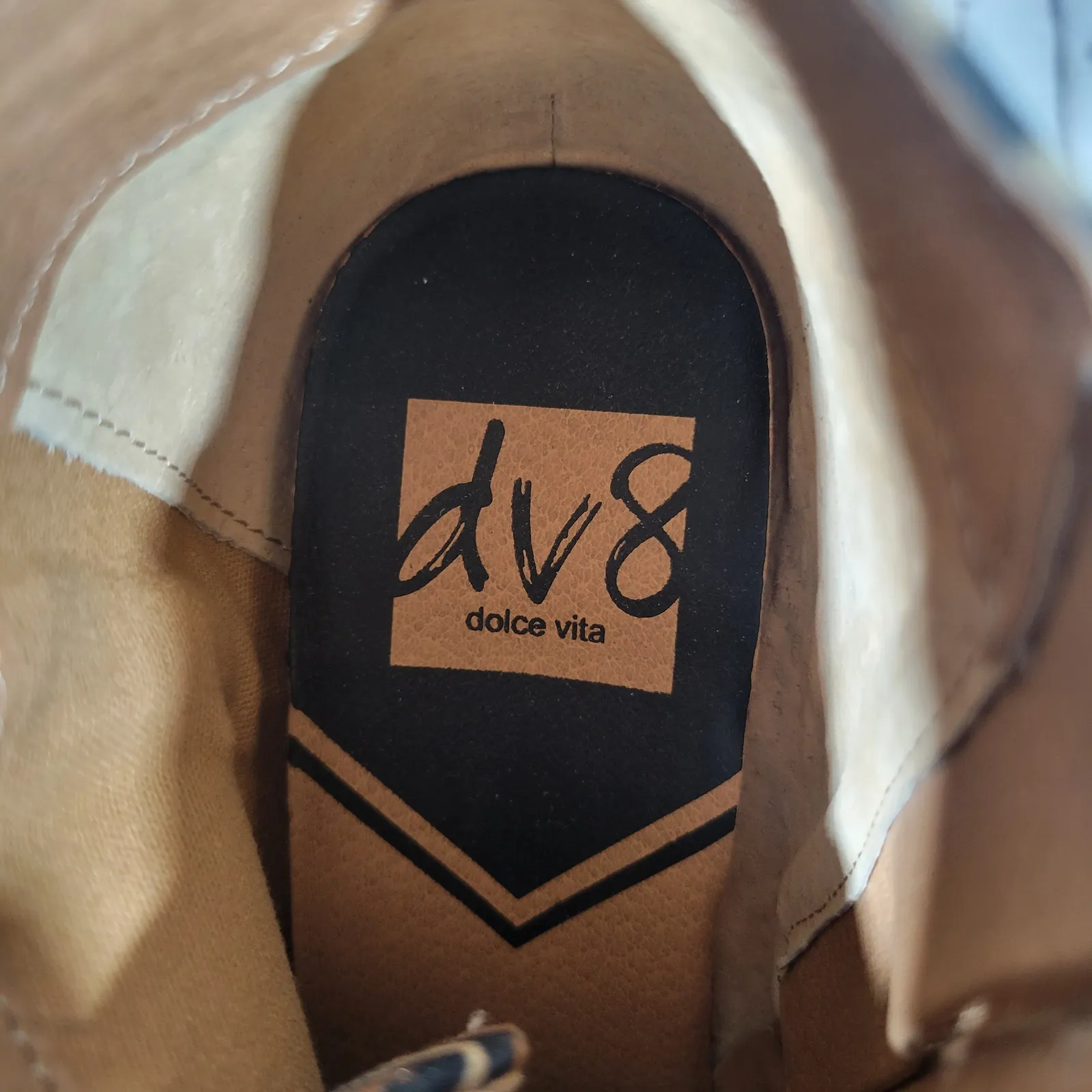 DV Dolce Vita Leopard Print‎ Wedge Ankle Boots Lace Up Side Zip Women's Size 6 Brown - Image 8