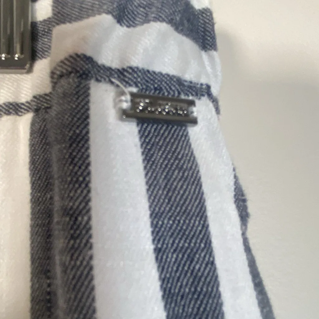 ST. JOHN Fashion Fit Trouser Pants Women’s XL‎ Striped White Navy ($395) Resort - Image 4