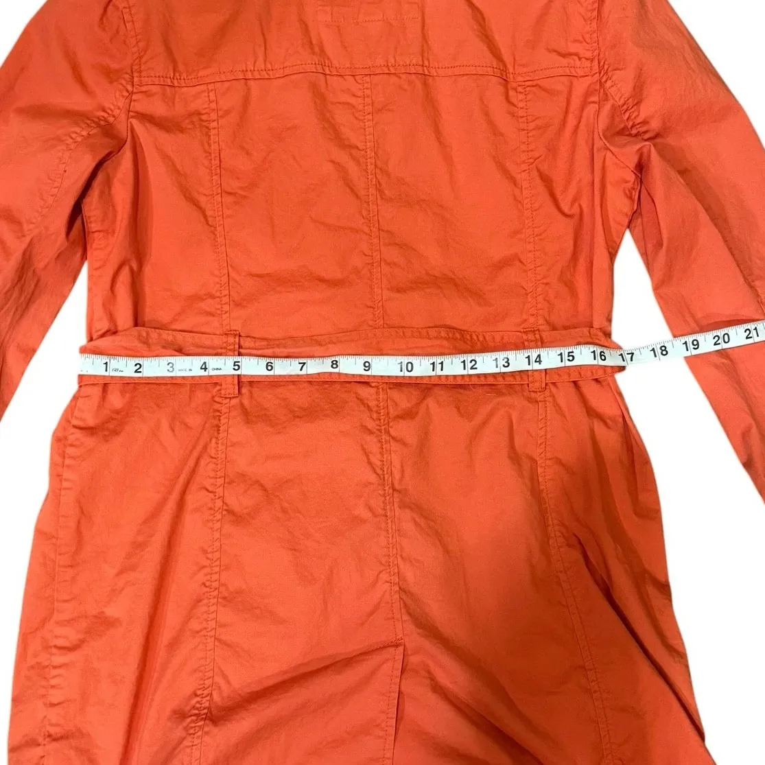 Michael by Michael Kors Orange/Coral Trench Rain Lightweight Coat Sz.Medium GUC Orange - Image 10