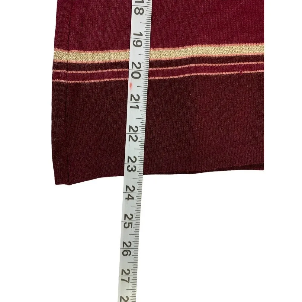 DressBarn Women's Burgundy & Gold Stripped Top - Image 7