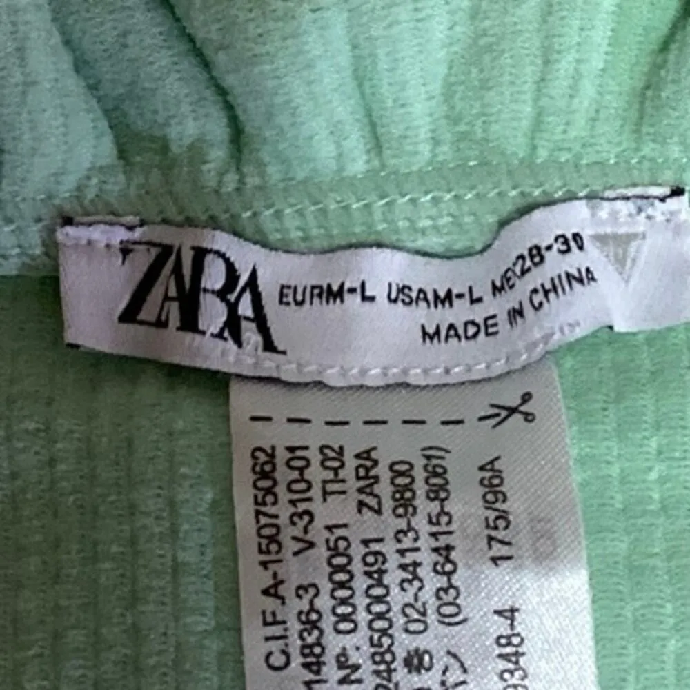 Zara Green Ruffle Ribbed Knit Sleeveless Cami Camisole Tank Neck Crop Top M/L - Image 4