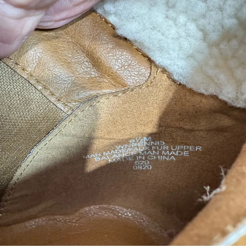 Nine West Penni Tan Faux Leather and Shearling Heeled Lace Up Boots Size 9.5 - Image 11