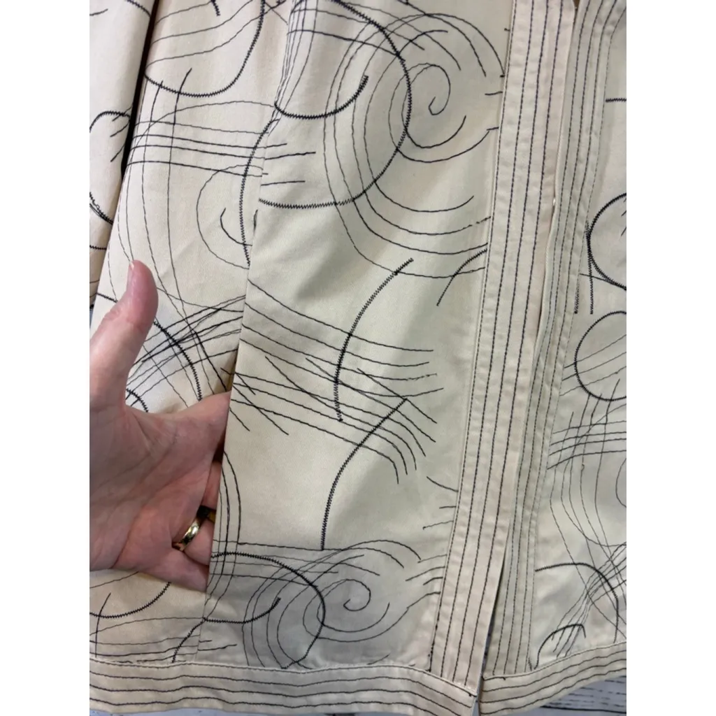 Women's Susan Bristol Blazer 1X Beige Black Abstract Print - Image 4