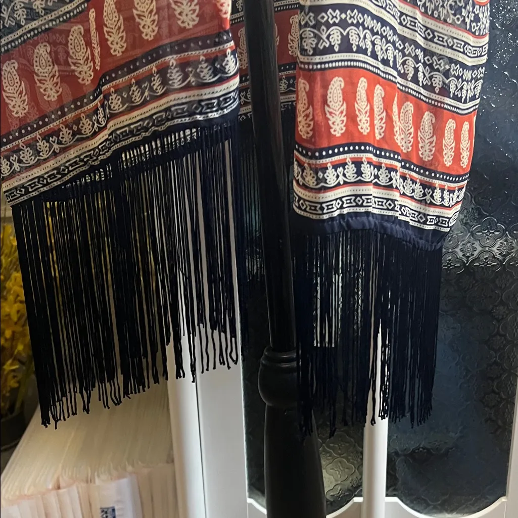 She & Sky  Cream and Red Patterned Sweater - Image 5