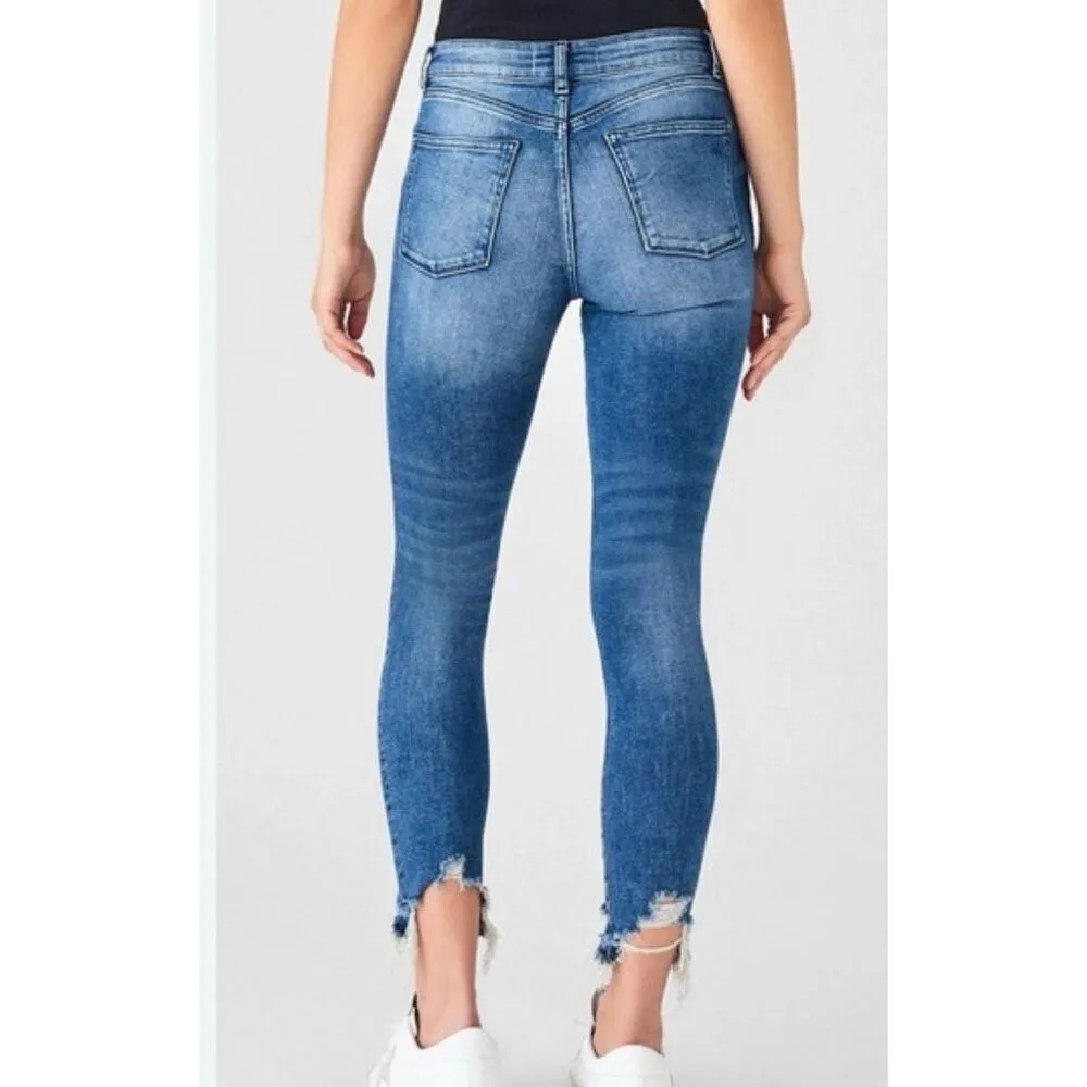 DL1961 Farrow instraslim ankle distressed knee chewed hem jeans 28 - Image 2