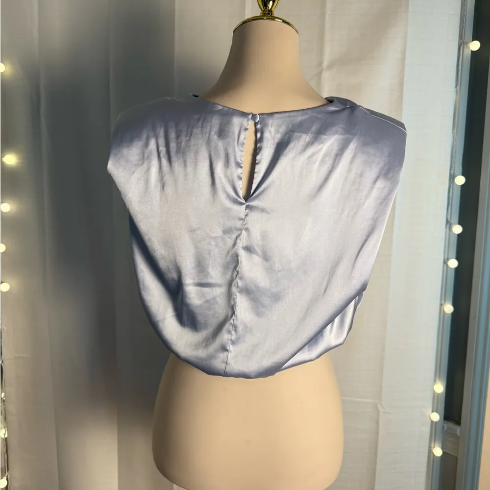 TCEC  Blue Sleeveless Boxy Crop Top - Image 3
