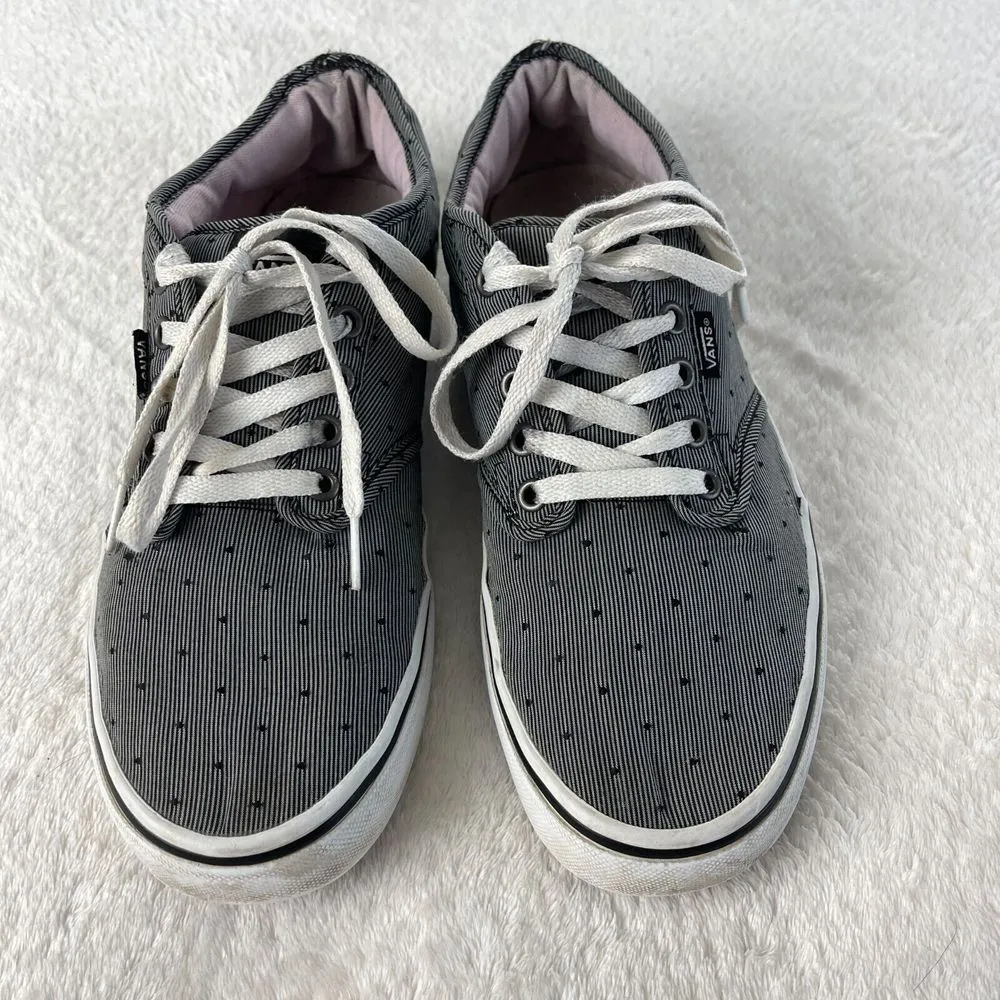 Vans Off The Wall‎ Striped Polka Dot Shoes Womens 11 Black White Low Top Lace Up - Image 2